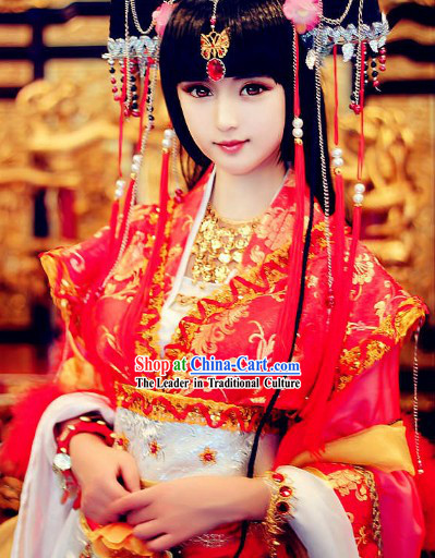 Ancient Chinese SD BJD Princess Costume and Headwear Complete Set for Women