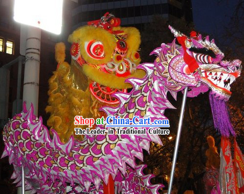 Purple Supreme Chinese Lunar New Year Parade Luminated Dragon Dancing Costumes Full Set