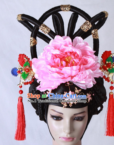 Chinese Tang Dynasty Empress Wig and Hair Accessories Complete Set