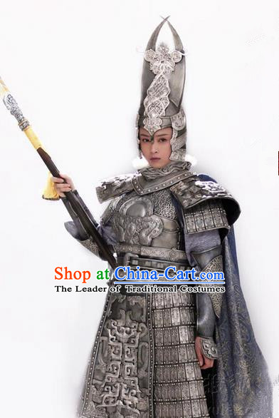 Traditional Chinese Ancient Female General Costumes, Ancient Chinese Cosplay General Swordsmen Knight General Costume Armour Complete Set for Women