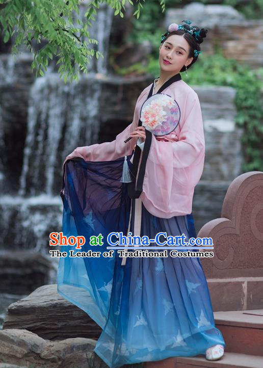 Traditional Ancient Chinese Tang Dynasty Young Lady Costume, Elegant Hanfu Clothing Chinese Dress Clothing for Women