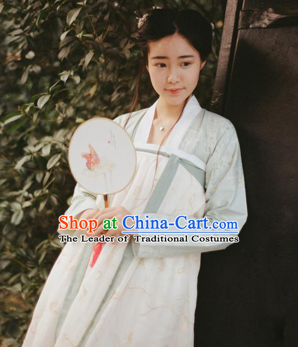 Traditional Ancient Chinese Female Costume Dress and Blouse Complete Set, Elegant Hanfu Clothing Chinese Tang Dynasty Palace Lady Embroidered Clothing for Women