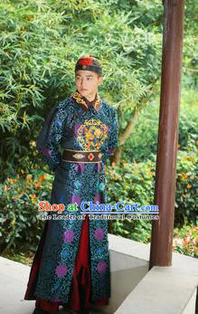 Traditional Ancient Chinese Qing Dynasty Imperial Prince Robes, Manchu Imperial Emperor Costumes for Men