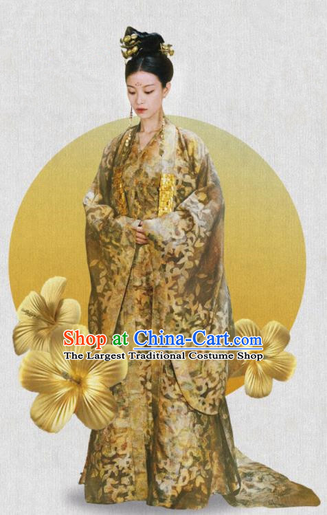 The Rise of Phoenixes Traditional Chinese Ancient Tang Dynasty Empress Embroidered Costumes and Headpiece Complete Set