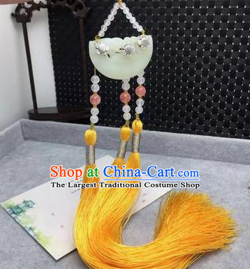Chinese Traditional Hanfu Yellow Tassel Waist Accessories Ancient Qing Dynasty Imperial Consort Brooch Pendant for Women