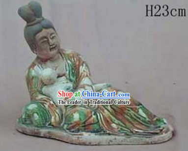 Chinese Classic Archaized Tang San Cai Statue-Tang Dynasty Mother Love
