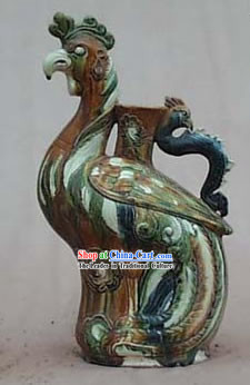 Chinese Classic Archaized Tang San Cai Statue-Phoenix Kettle