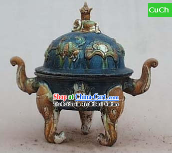 Chinese Classic Archaized Tang San Cai Statue-Tang Dynasty Elephant Foot Censer