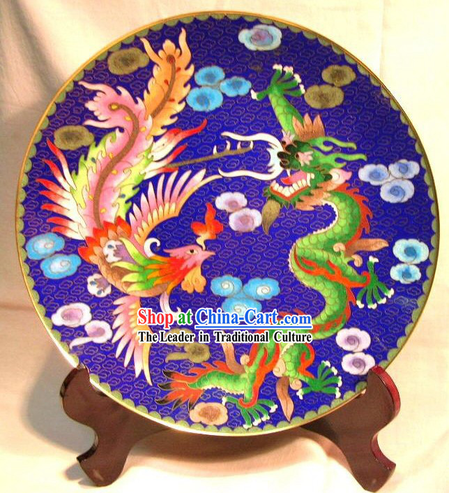 Chinese Classic Cloisonne Craft-Dragon and Phoenix Bringing Good Luck