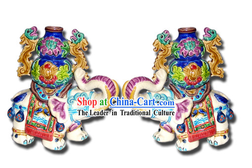 Chinese Cochin Ceramics-Elephant with Wealthy Bottle