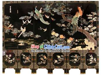Chinese Hand Made Lacquer Ware Screen-Hundreds of Birds