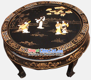 Chinese Square Lacquer Ware Table Set-Palace Beauties