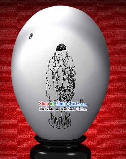 Chinese Wonder Hand Painted Colorful Egg-Jing Chu Monk of The Dream of Red Chamber