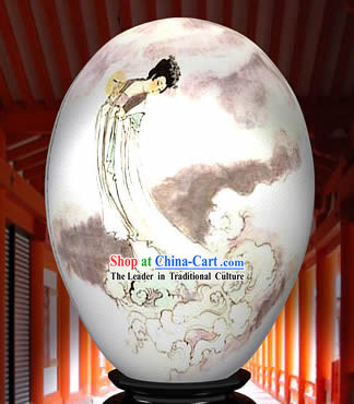 Chinese Wonder Hand Painted Colorful Egg-Ancient Angel On The Cloud Painting