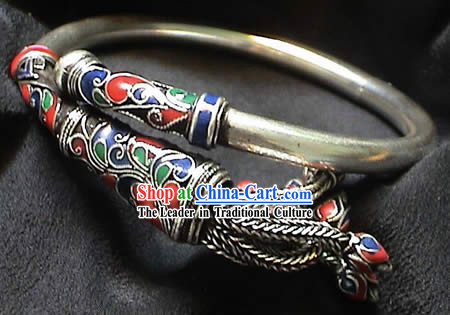 Chinese Palace Silver Cloisonne Bracelet