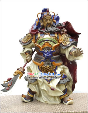 Hand Made Foshan Ceramics Statue-Guan Gong