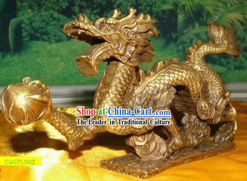 Stunning Chinese Brass Dragon Statue