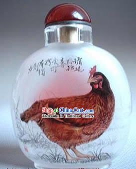 Snuff Bottles With Inside Painting Chinese Zodiac Series-Rooster