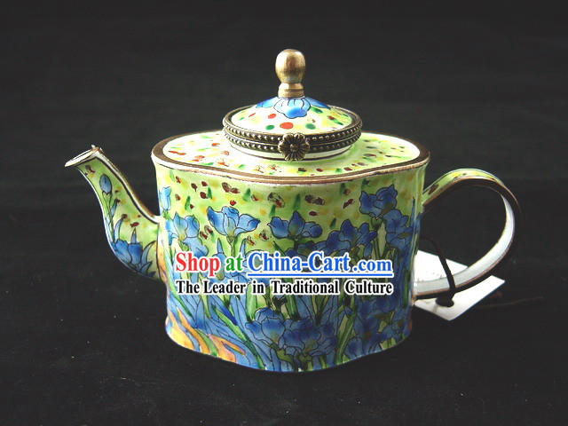 Chinese Hand Painted Enamel Kettle-Flower-de-luce