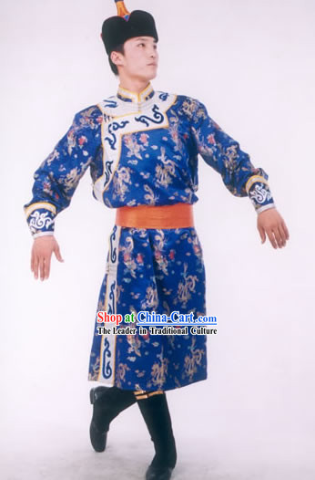 Chinese Traditional Mongolia Prince Costumes and Hat Complete Set