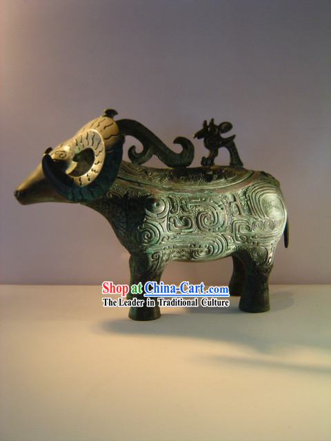 Chinese Classic Archaize Bronze Ware-Ancient Sheep Statue