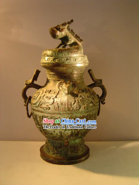 Chinese Classic Archaize Bronze Ware-Palace Pot of Dragon