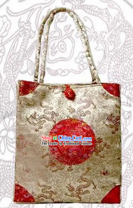 Chinese Handmade Noble Dragons Silk Bag