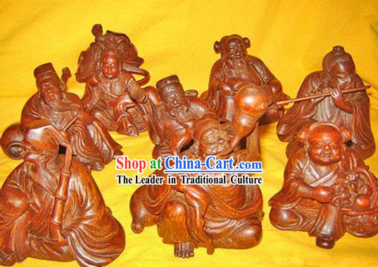 Chinese Classic Hand Carved Eight Immortals in the Legend Statues