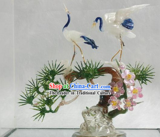 Chinese Classic Coloured Glaze Works-Pine Tree and Cranes