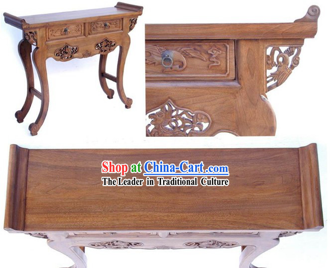 Chinese Ming Dynasty Style Classic Hand Carved Long Wood Console Table