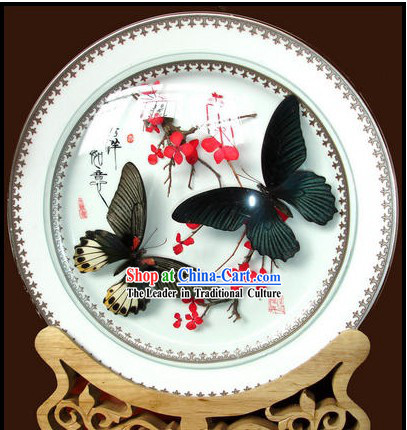 Yunnan Butterfly Porcelain Decoration Plate Handicraft