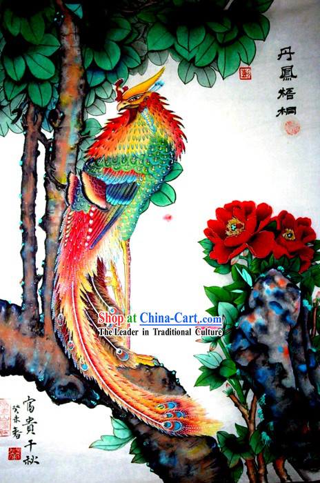 Chinese Traditional Painting with Meticulous Detail-Lucky Phoenix