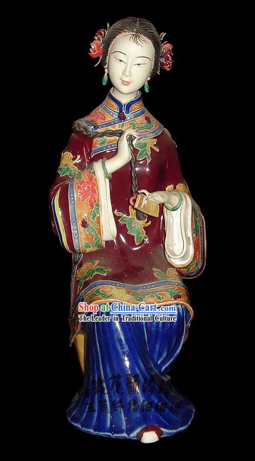 Chinese Stunning Colourful Porcelain Collectibles-Ancient Making Up Beauty