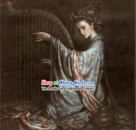 Chinese Classical Handicraft Embroidery-Fairy Playing Lute