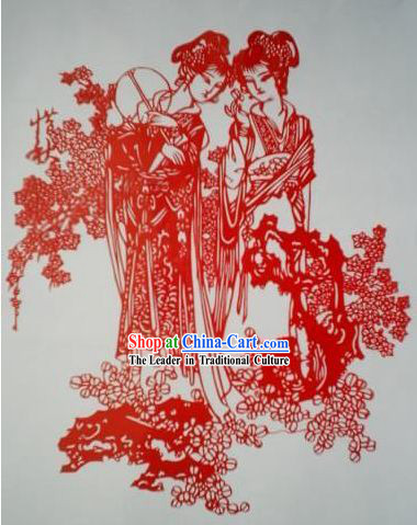 Chinese Paper Cuts Classics-Beautiful Ancient Women with Fan