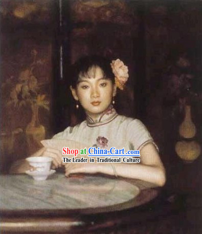 Chinese Oil Painting-Girl with Fan