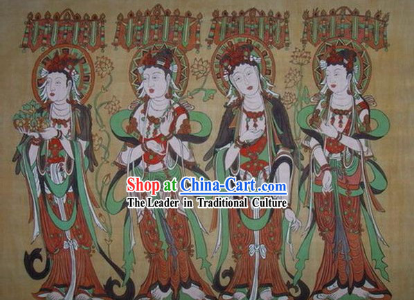 Chinese Dunhuang Fresto Painting-Buddha Travel