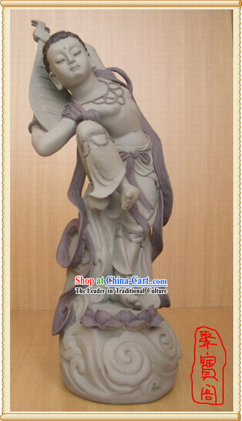 China Dunhuang Handicraft Statue-Playing Lute on the Back