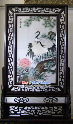 Chinese Double-sided Embroidery Handicraft-Pine and Crane