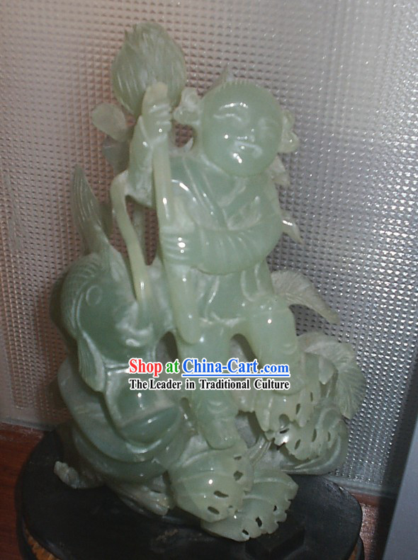 Chinese Classical Exquisite Hand Carved Jade Craft-Harving Year