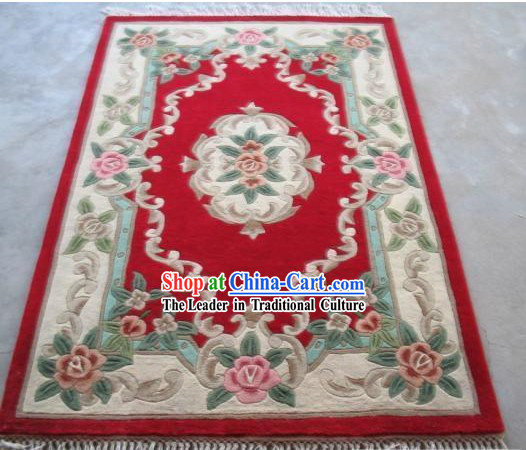 Art Decoration Chinese 100_ Wool Hand Embroidered Rug _152_198CM_