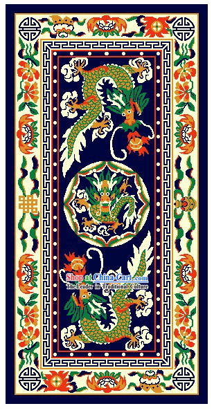 Art Decoration China Tibetan Large Hand Made Wool Rug-Dragons _200_400cm_