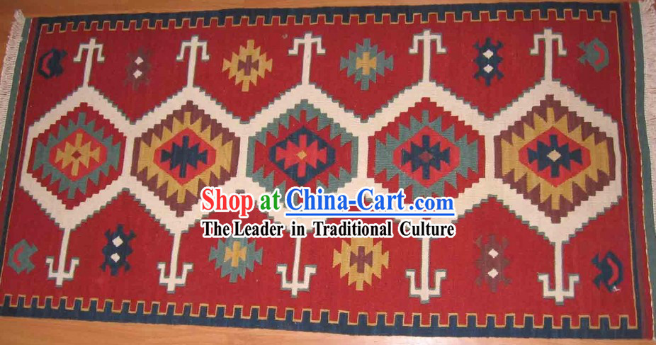 Art Decoration China Tibetan Large Hand Made Wool Rug _60_120cm_