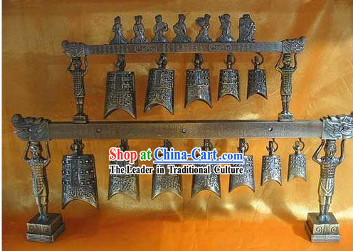 Chinese Antique Style 12 Dragon Bell Set _BIAN ZHONG_