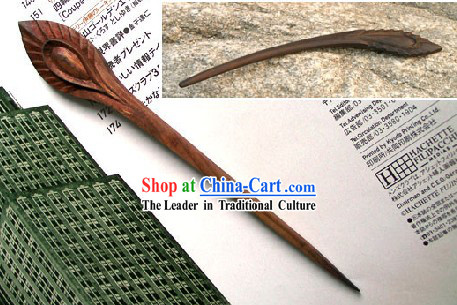 Hand Carved Chinese Traditional Walnut Hair Pin _Hairpin_-Peacock