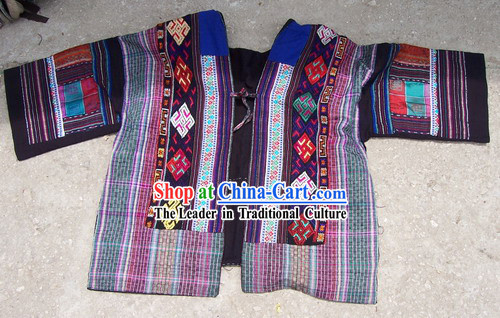 Chinese Stunning Miao Tribe Hand Embroidery Collectible-Rainbow Dress for Woman
