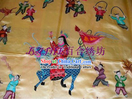 Chinese Hand Embroidery Bedcover-Hundreds of Children