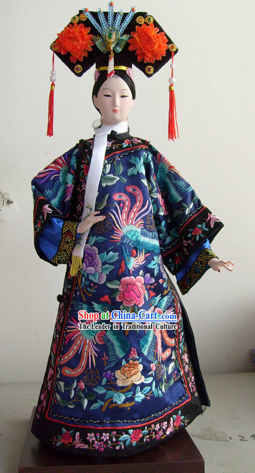Large Handmade Embroidery Peking Silk Figurine Doll Collection - Ci Xi Empress