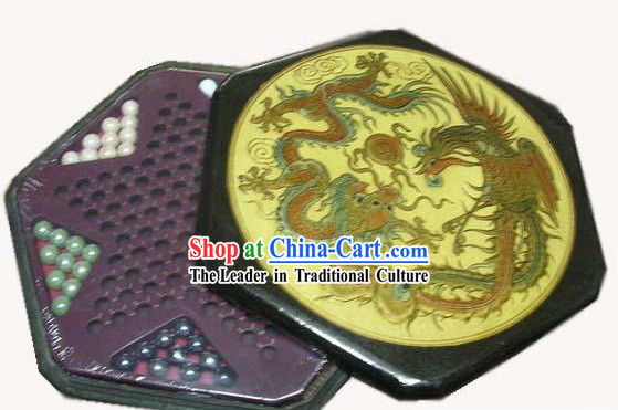 Unique Classical Dragon and Phoenix Chinese Checkers Wooden Set