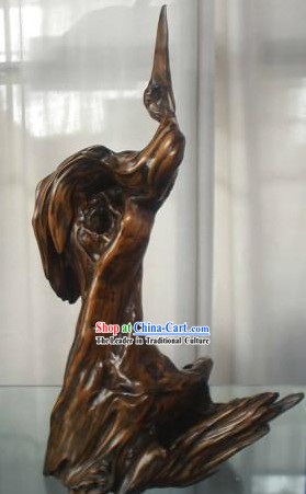 Natural Daqing Lang Wood Classic Collectible-Crane